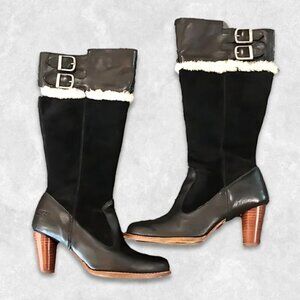 Sz 6 UGG Black and Brown Heeled Boots